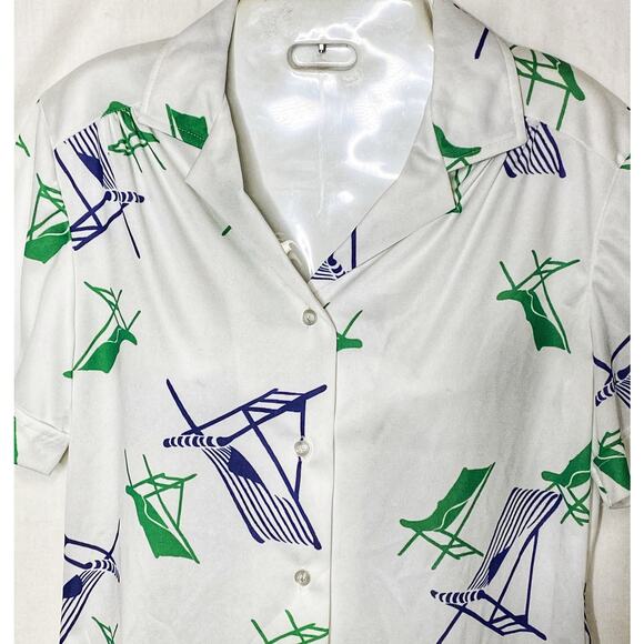 Beach Cabana Shirt All Over Print Manor Park by Cos Cobb Size XS Vintage - Picture 2 of 5